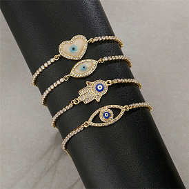 Geometric Eye Copper Zirconia Hand Bracelet for Women - Fashionable Palm Jewelry Accessory