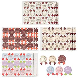 PandaHall Elite 24sheets 4 colors DIY Sealing Stickers, Label Paster Picture Stickers, for Gift Packaging, Word Handmade
