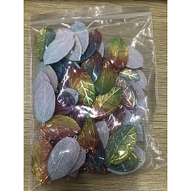 SUNNYCLUE DIY Earring Making Kits, with 30PCS Rainbow Color Resin Leaf Pendants, Brass Jump Rings & Earring Hooks