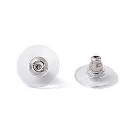 304 Stainless Steel Bullet Clutch Earring Backs, with Plastic Pads, Ear Nuts
