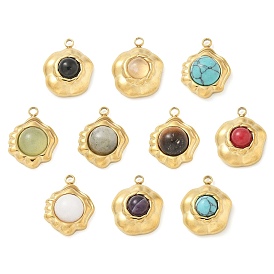 Драгоценный камень подвески, 304 из нержавеющей стали цветок прелести, реальный 18 k позолоченный