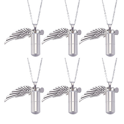 6 шт. 304 ожерелья из нержавеющей стали с цепочкой, с 304 флаконом для духов из нержавеющей стали и подвесками из сплава