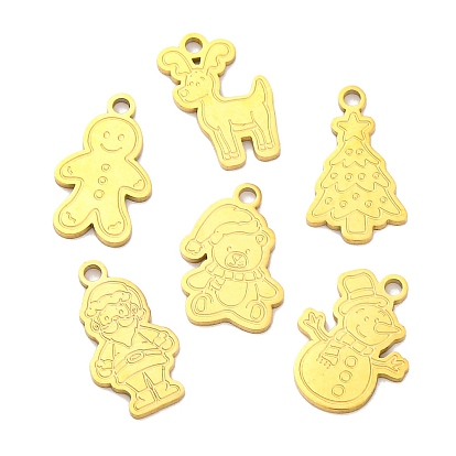 Рождественская тема 201 подвески из нержавеющей стали, лазерная резка, золотые, подвеска олень/дерево/медведь
