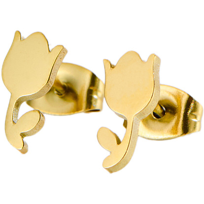 304 Stainless Steel Stud Earrings for Women, Flower, with 316 Surgical Stainless Steel Pin