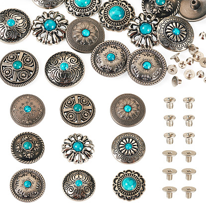 Декоративные заклепки из цинкового сплава, с синтетической бирюзой и железными винтами, для кошелька, , украшение кожаных ремесел