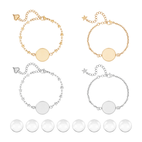 Набор для самостоятельного изготовления купольного браслета, в том числе 304 изготовление браслета из нержавеющей стали, Кабошоны из стекла