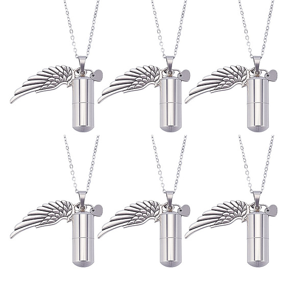 6 шт. 304 ожерелья из нержавеющей стали с цепочкой, с 304 флаконом для духов из нержавеющей стали и подвесками из сплава