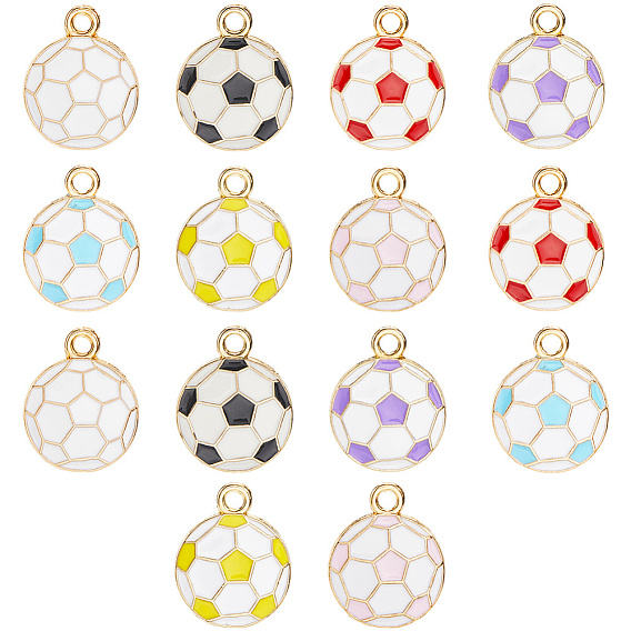 56 шт 7 цвета сплава эмалевые подвески, прелести футбола, золотые