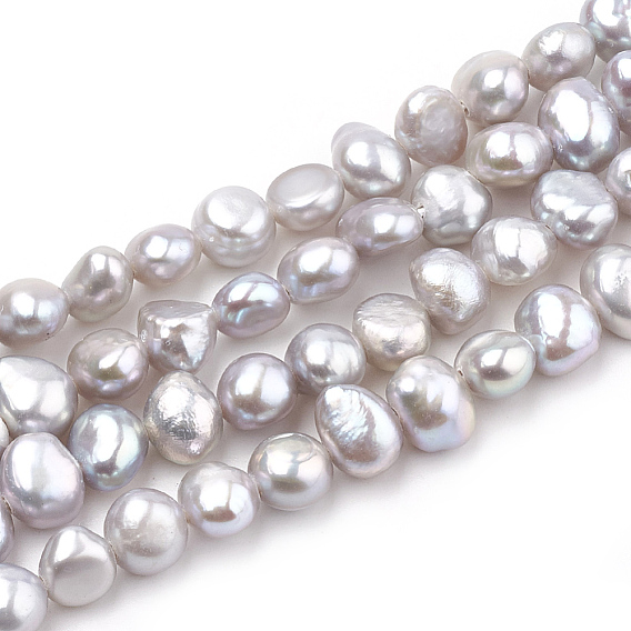 Hilos de perlas de agua dulce cultivadas naturales, dos lados pulidos, pepitas, teñido