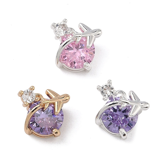 Латунные подвески в виде самолета, инкрустированные кубическим цирконием