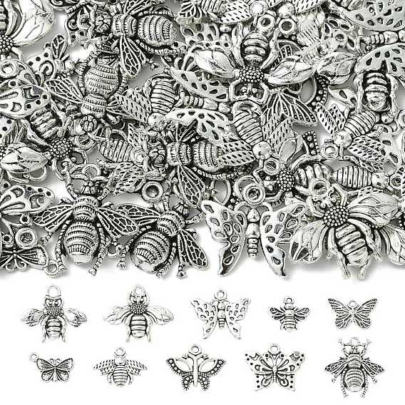 100 шт 10 стили подвески из сплава в тибетском стиле, подвески в виде пчел и бабочек