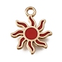 Alloy with Red Enamel Pendants, Sun Charms, Rack Plating