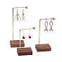 3Pcs 3 Sizes Metal L Shaped Dangle Earring Display Rack with Wooden Base, Jewelry Stand For Hanging Earrings