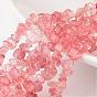 Cherry Quartz Glass Bead Strands, Tumbled Stone, Nuggets, 4~6x8~12x2~4mm, Hole: 1mm, about 34.6 inch