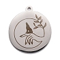 304 подвески из нержавеющей стали, плоский круглый с волком, рукой и листом