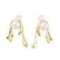 Natural Pearl Twist Stud Earrings, Brass Earrings with 925 Sterling Silver Pins