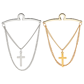 2шт. 2 цвета латунный мужской крестик-подвеска на цепочку для галстука, аксессуары для зажимов для галстуков