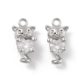 Латунные микро проложить кубического циркония подвески, без кадмия, без никеля и без свинца, подвески в форме кошки