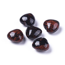 Natural Mahogany Obsidian Heart Love Stone, Pocket Palm Stone for Reiki Balancing