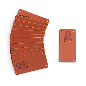 Imitation Leather Label Tags, with Holes & Word handmade, for DIY Jeans, Bags, Shoes, Hat Accessories, Rectangle