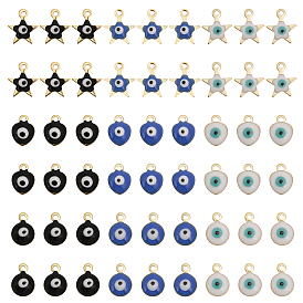 54 шт. 9 стиль 304 эмалевые амулеты от сглаза из нержавеющей стали, сердце и плоский круглый и звездный шарм