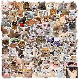 100 водонепроницаемые наклейки для котят из ПВХ, Самоклеящиеся забавные наклейки с котами, для художественного промысла