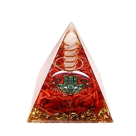 Orgonite Pyramid Resin Energy Generators, Reiki Synthetic Coral Chips Inside for Home