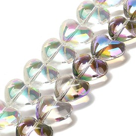 Electroplate Glass Beads Strands, Heart