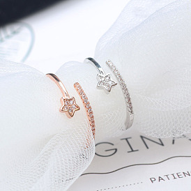 Minimalist Star Zircon Ring for Women - Fashionable Open Design, Color Retention, Versatile and Elegant