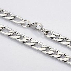 Unisex de moda 304 cadena acera acero inoxidable trenzado collares de cadena, con broches de langosta, 21.65 pulgada (550 mm)