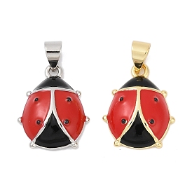 Латунные подвески, без кадмия и без свинца, с эмалью, очарование божьей коровки