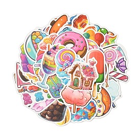 50Pcs Colored Candy PVC Waterproof Stickers, Self-adhesive Decals, for DIY Scrapbooking, Photo Album Decoration, Mixed Shapes