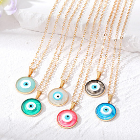 Colorful Evil Eye Necklace with Turkish Blue Eye Pendant for Women