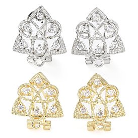Hollow Trinity Knot Brass Micro Pave Cubic Zirconia Stud Earrings Finding, with Horizontal Loops, Cadmium Free & Lead Free