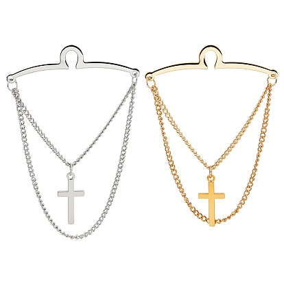 2шт. 2 цвета латунный мужской крестик-подвеска на цепочку для галстука, аксессуары для зажимов для галстуков