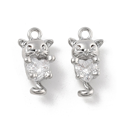 Латунные микро проложить кубического циркония подвески, без кадмия, без никеля и без свинца, подвески в форме кошки