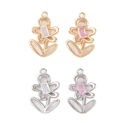 Латунь стекло кулоны, цветочный шарм