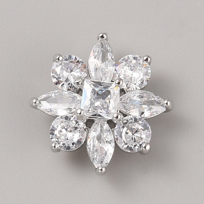 1 пуговицы с отверстием из цинкового сплава, с кубического циркония, цветок