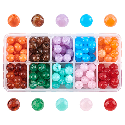 180Stück 10Farben Acryl Imitation Edelstein Perlen, Runde