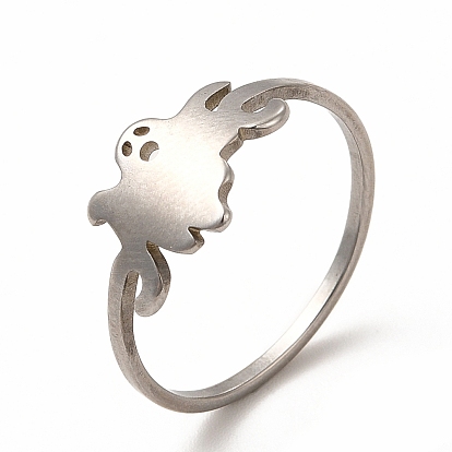 304 Stainless Steel Hollow Out Ghost Finger Ring for Halloween