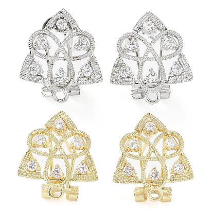 Boucles d'oreilles en laiton avec nœud trinité creux, micro pavé de zircone cubique, recherche, avec boucles horizontales, sans cadmium et sans plomb