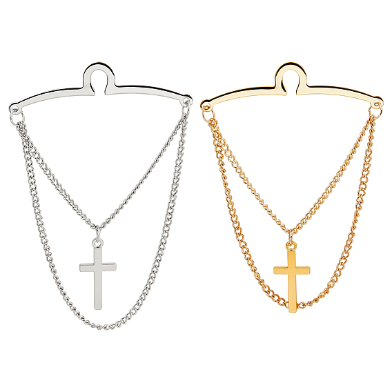 2шт. 2 цвета латунный мужской крестик-подвеска на цепочку для галстука, аксессуары для зажимов для галстуков