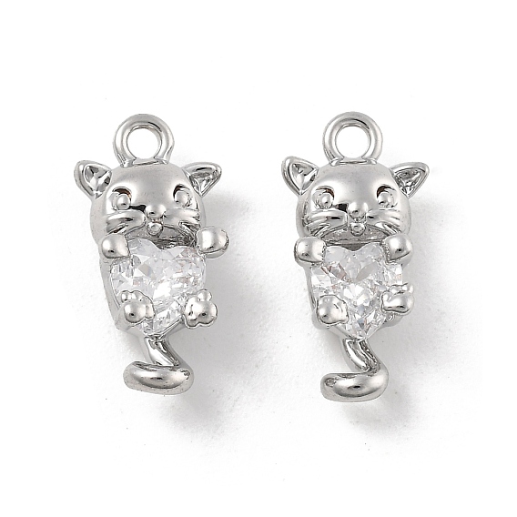 Латунные микро проложить кубического циркония подвески, без кадмия, без никеля и без свинца, подвески в форме кошки