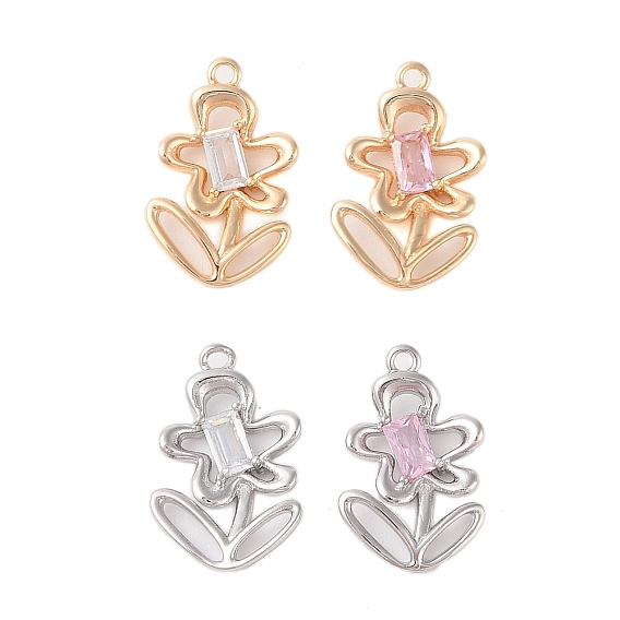 Латунь стекло кулоны, цветочный шарм