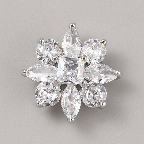 1 пуговицы с отверстием из цинкового сплава, с кубического циркония, цветок