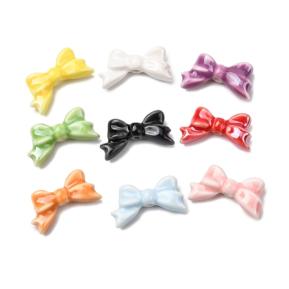 Фарфоровые бусины ручной работы, радужный глазурованный фарфор, бантом