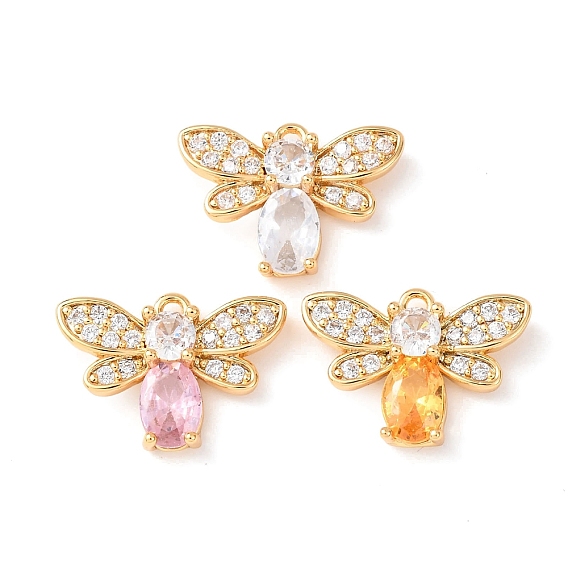 Латунные микро проложить кубического циркония подвески, прелести пчел, без никеля , реальный 18 k позолоченный