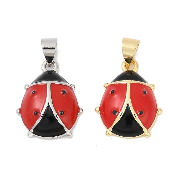 Латунные подвески, без кадмия и без свинца, с эмалью, очарование божьей коровки