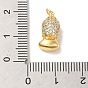 Brass Micro Pave Clear Cubic Zirconia Pendants, with Jump Rings, Real 14K Gold Plated