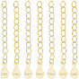 10Pcs 925 Sterling Silver End with Extender Chains and Teardrop Charms, with S925 Stamp, 1 Sheet Fabric Silver Polishing Cloth